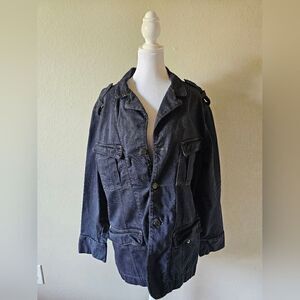 Y2K Calvin Klein Military Style Jean Jacket With Lots Of Pockets